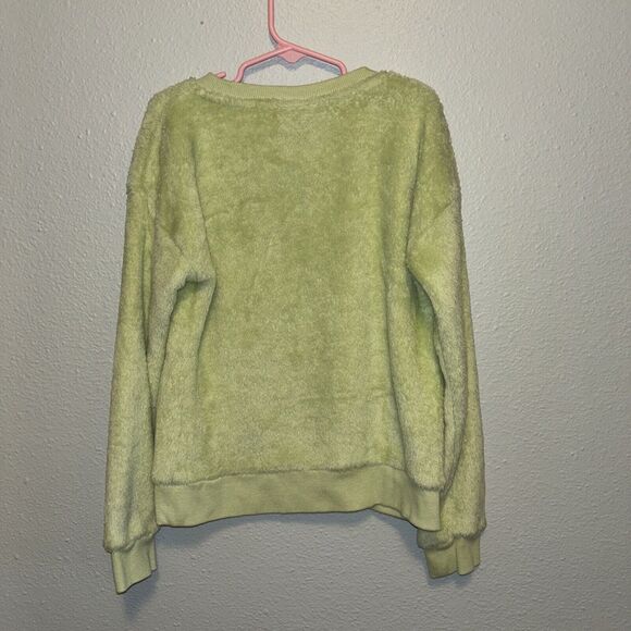 STAR WARS Baby Yoda Grogu Mandalorian Light Green Fuzzy Fleece Sweatshirt 7-8 - Picture 2 of 8